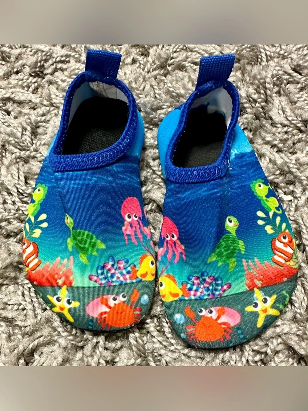 Kids Blue Ocean Print Slip-On Water Shoes